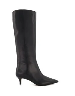 Dune London Wide Fit Smooth Boots In Black For Women