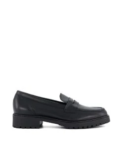 Dune London Wide Fit Gild Loafers In Black For Women