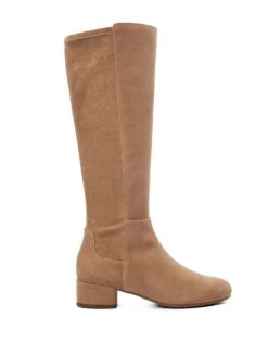 Dune London Tayla Suede Knee High Boots In Caramel For Women