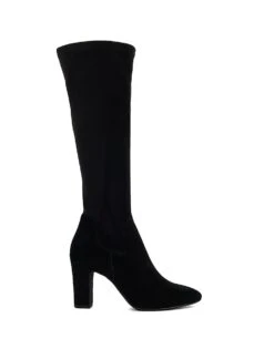 Dune London Wide Fit Suede Simple Boots In Black For Women