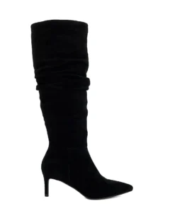 Dune London Slouchings Suede Boots In Black For Women