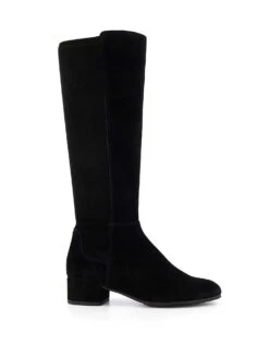 Dune London Wide Fit Tayla Suede Boots In Black For Women